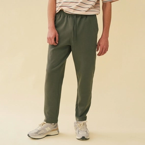 bound 'Olive' Textured Cotton Trousers Modern Design Everyday Wear