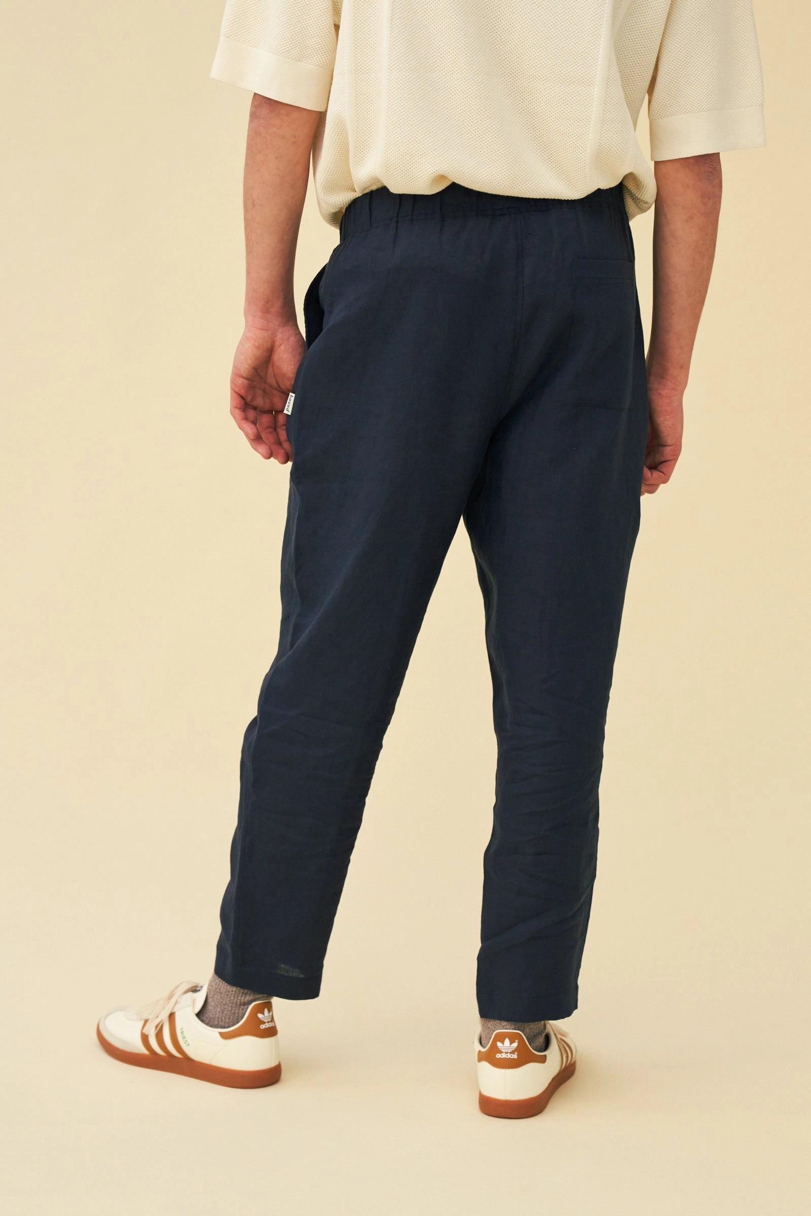 bound 'Seville' Linen Trousers - Navy No Sagging Urban Comfort