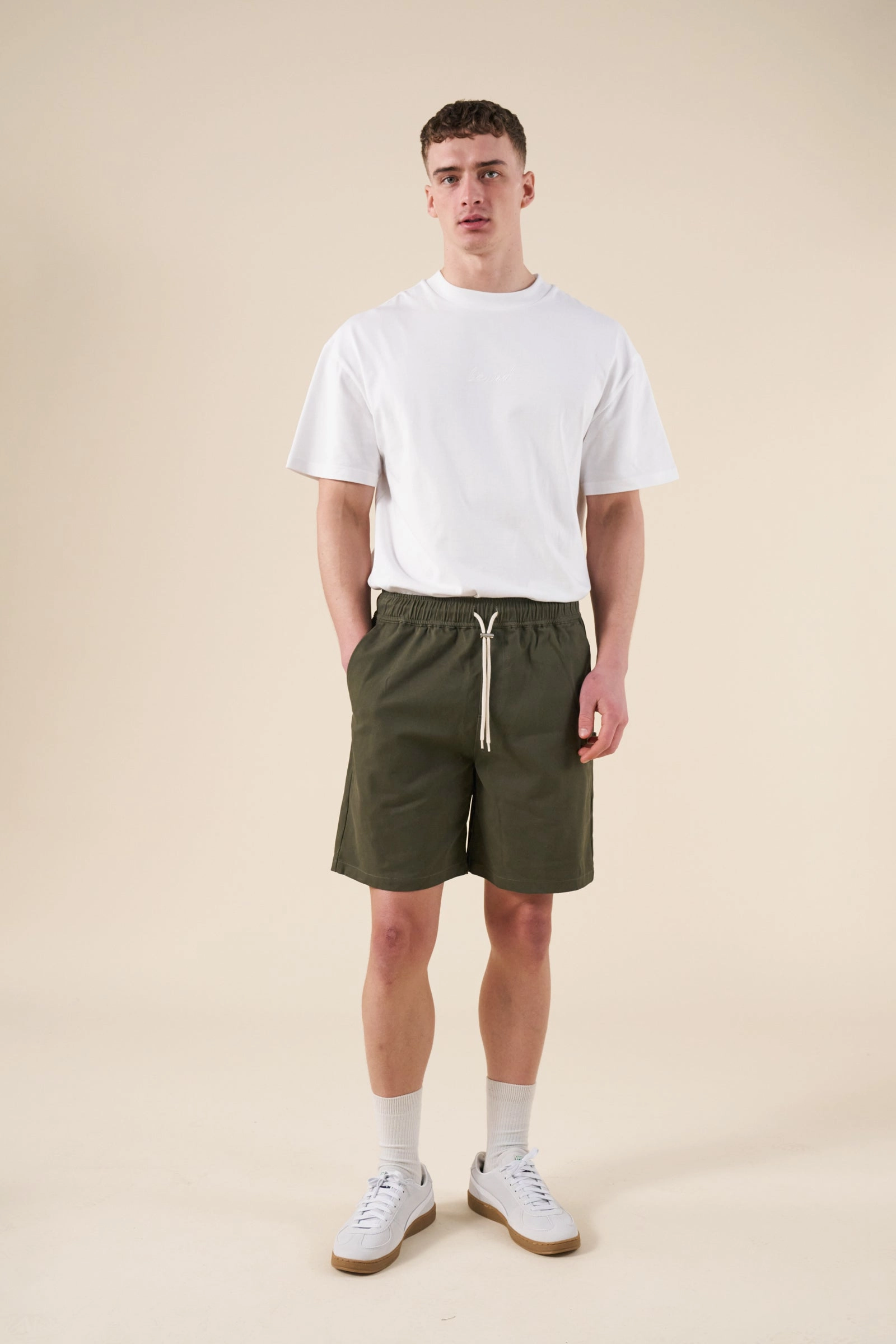 Mood Piece bound Canvas Shorts - Army Green
