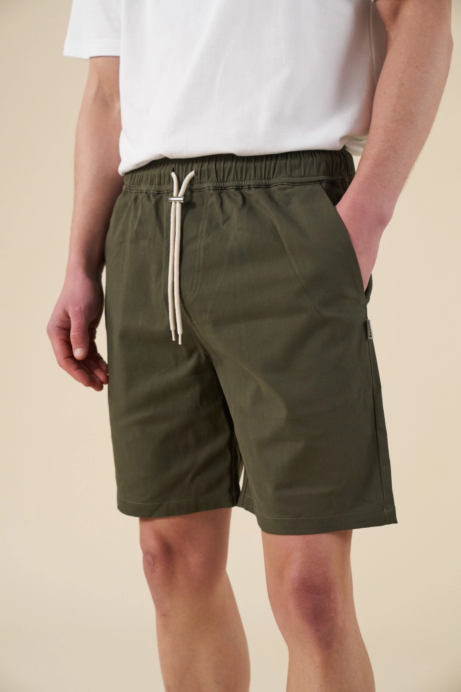 bound Canvas Shorts - Army Green Comfortable Cut Airflow Fit