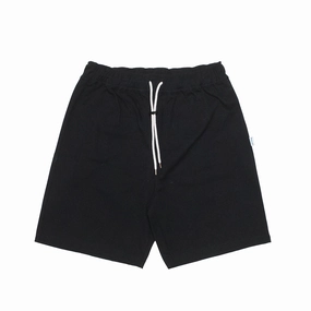 men's fashion Double Needle Stitching bound Canvas Shorts - Black