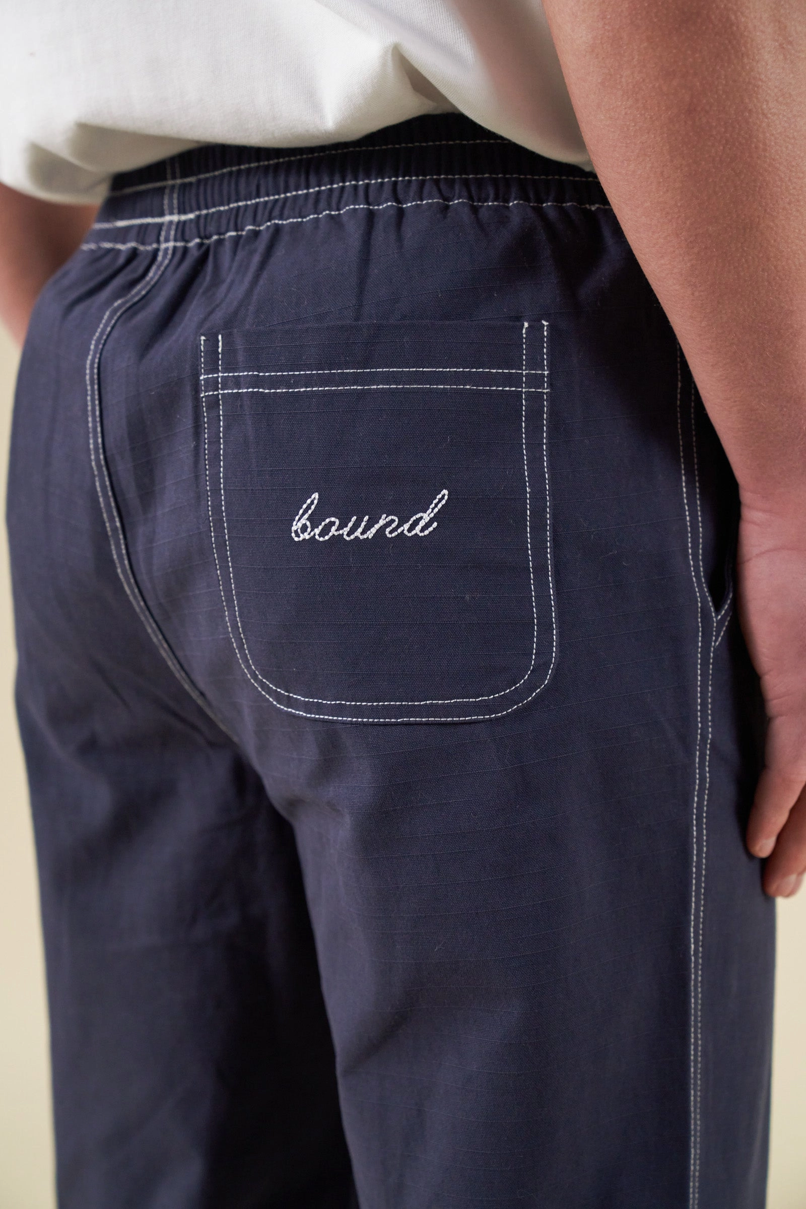 Quick Wear Compact Fit bound Contrast Ripstop Canvas Trouser - Mid Blue