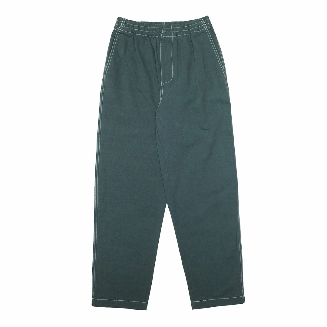 bound Contrast Ripstop Canvas Trouser - Mid Green Comfy Wardrobe