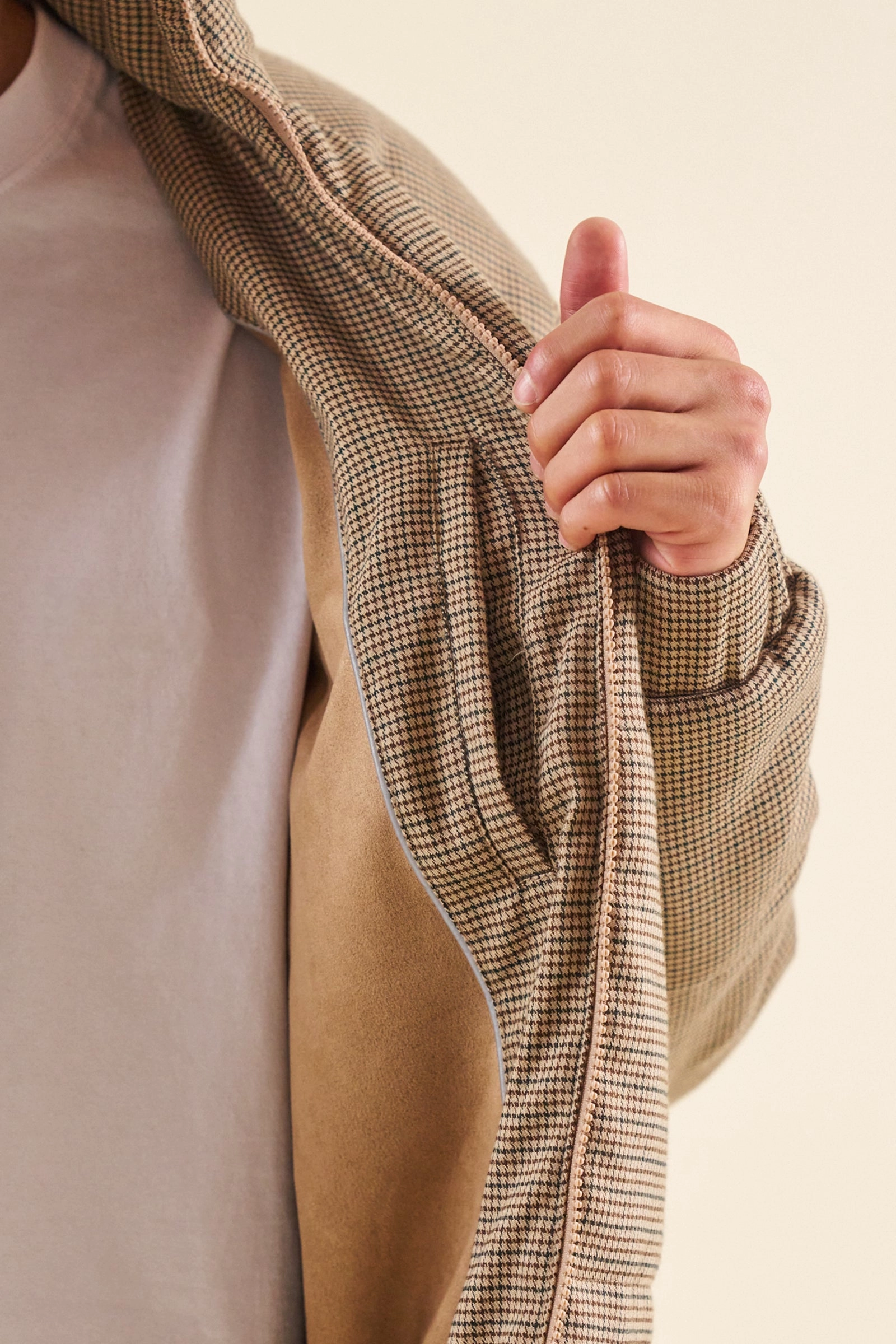 bound Dogtooth Puffer Coat Long Lasting Shape Retention Notch Lapel