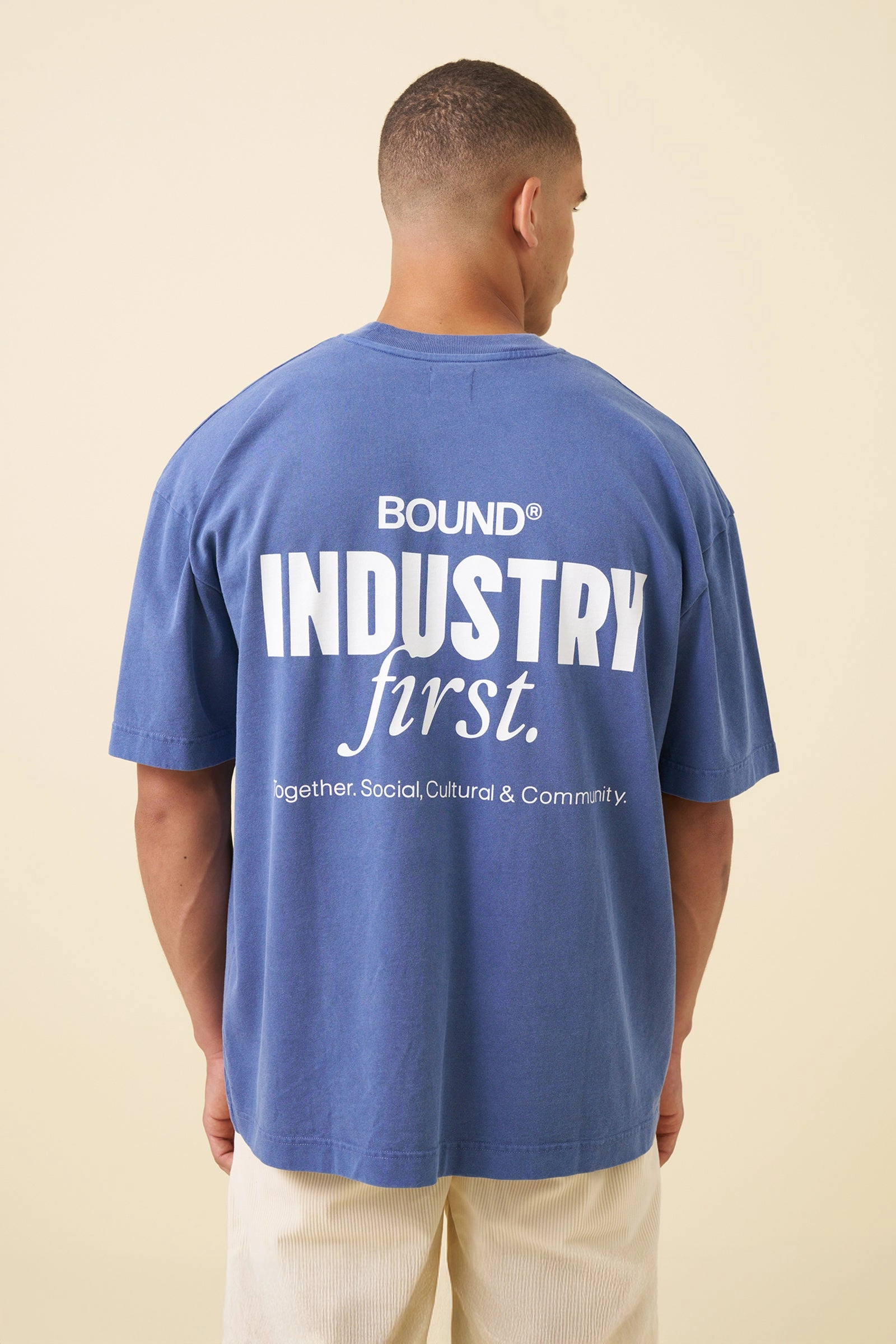 bound Industry First Tee - Washed Light Navy Camping practicality