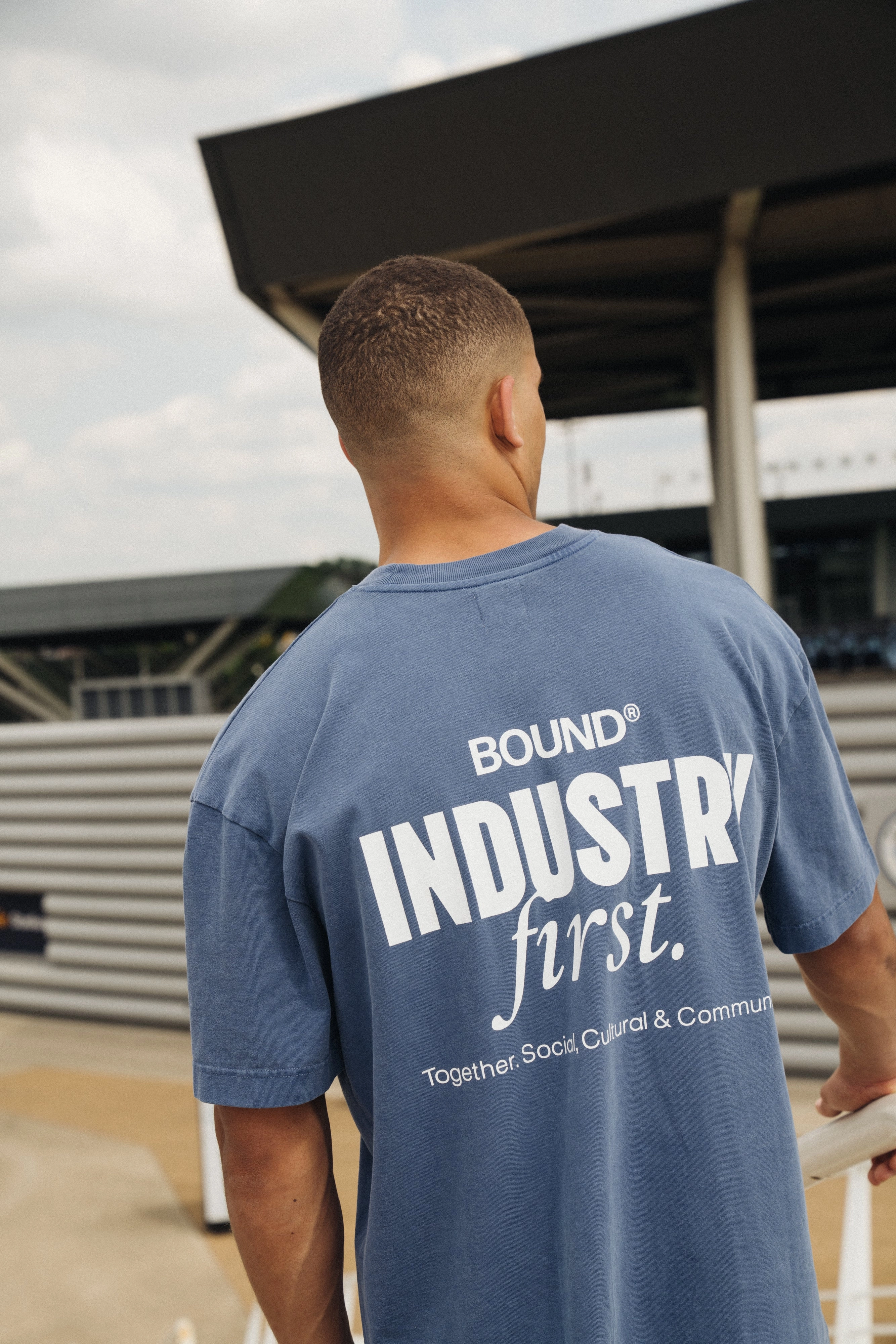 bound Industry First Tee - Washed Light Navy Versatile Option Casual Day Wear
