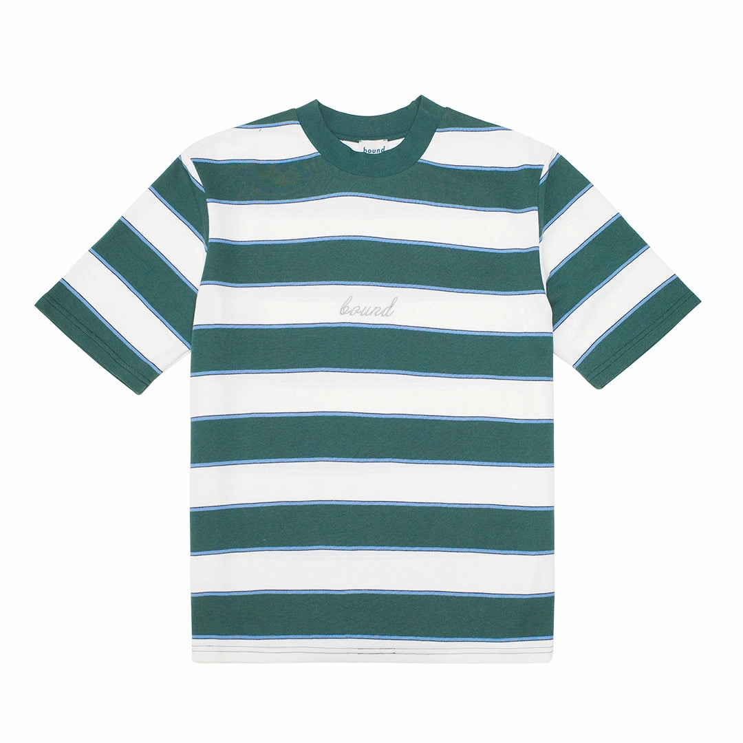 bound Pique Stripe Tee - Retro Green/Blue/White Holiday Trend