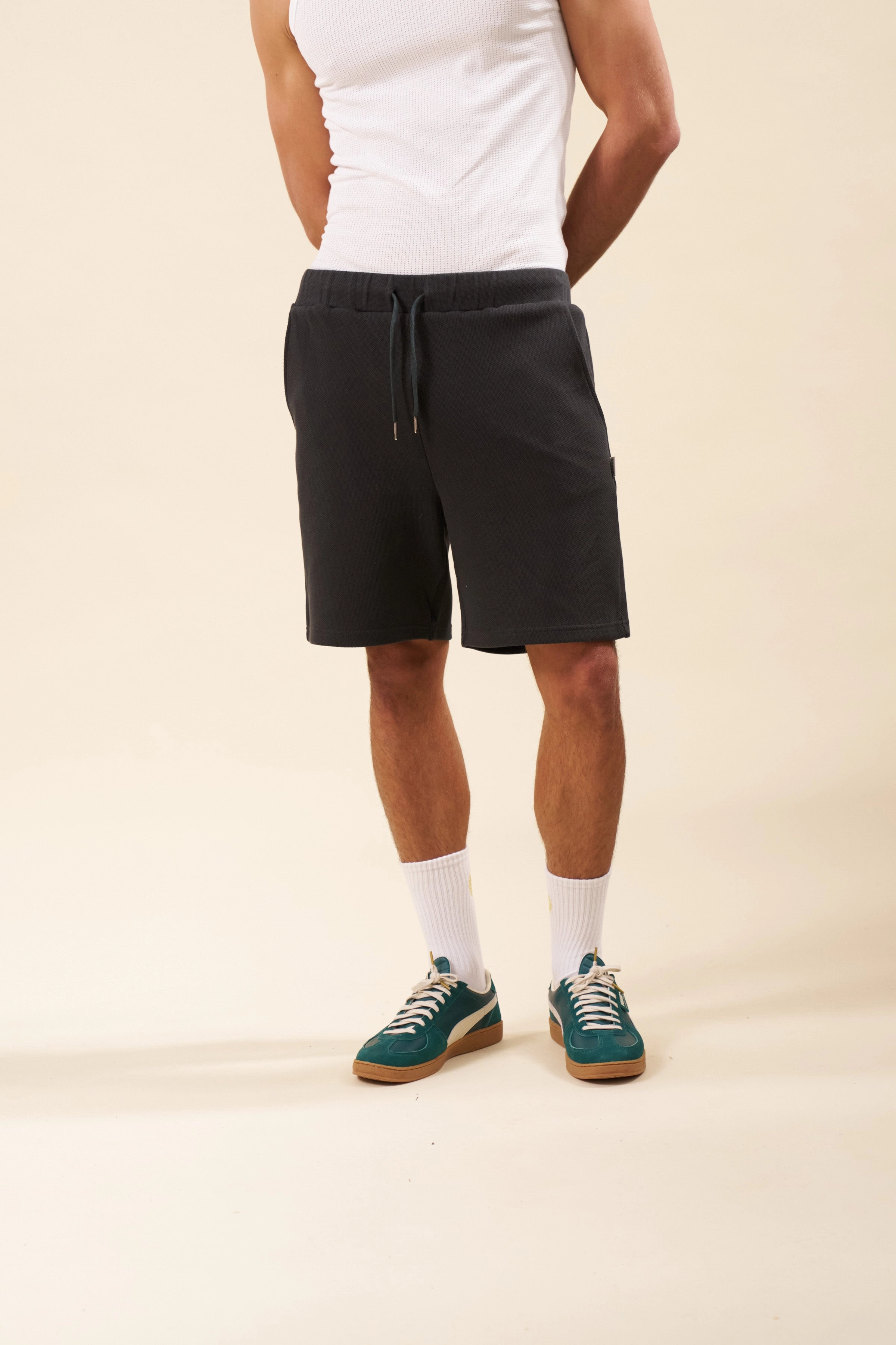 Waterproof Feature Freedom Stretch bound Pique Waffle Shorts - Black