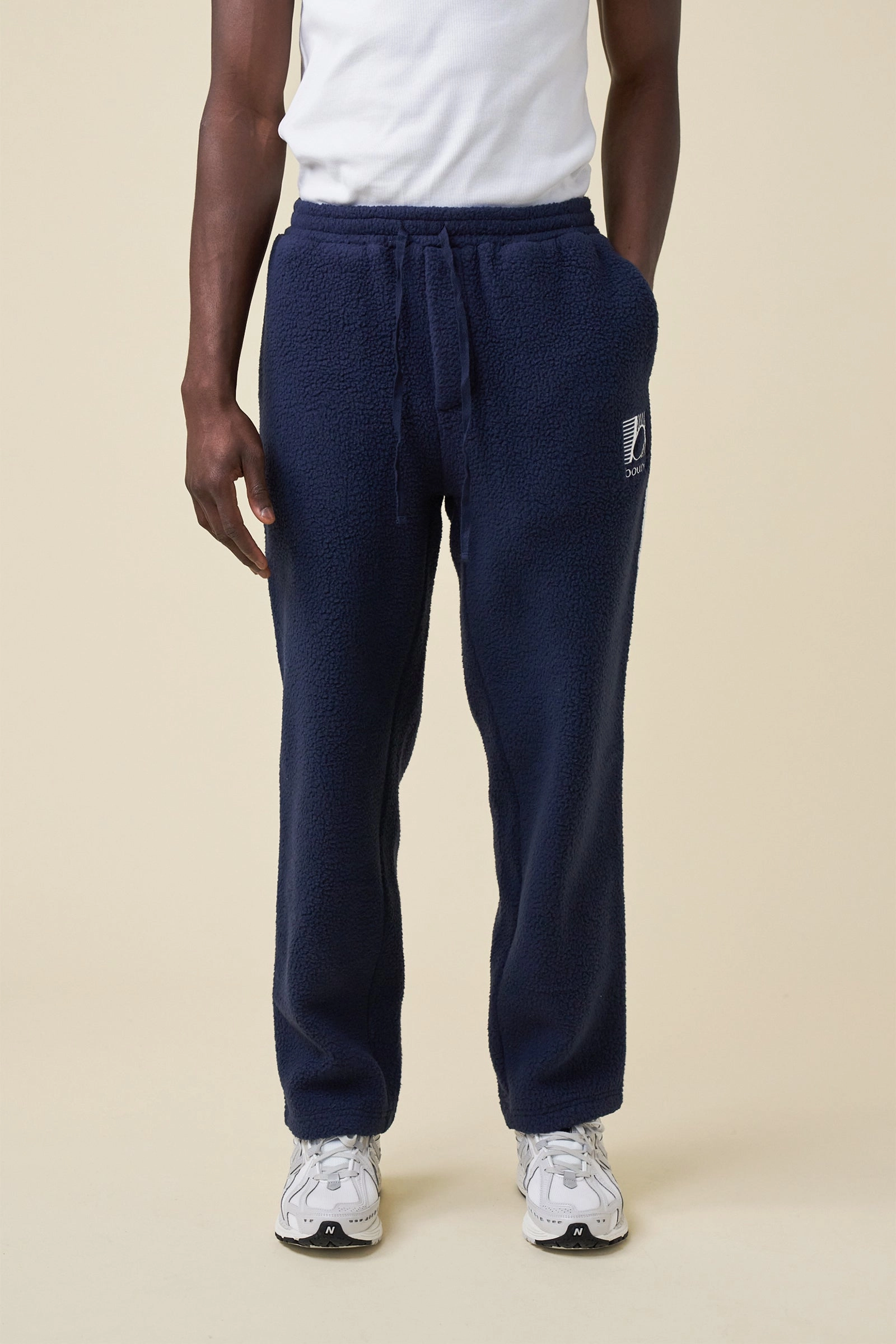 WaterproofTechnology Sporty Comfort bound Reverse Fleece Grid Straight Joggers - Navy