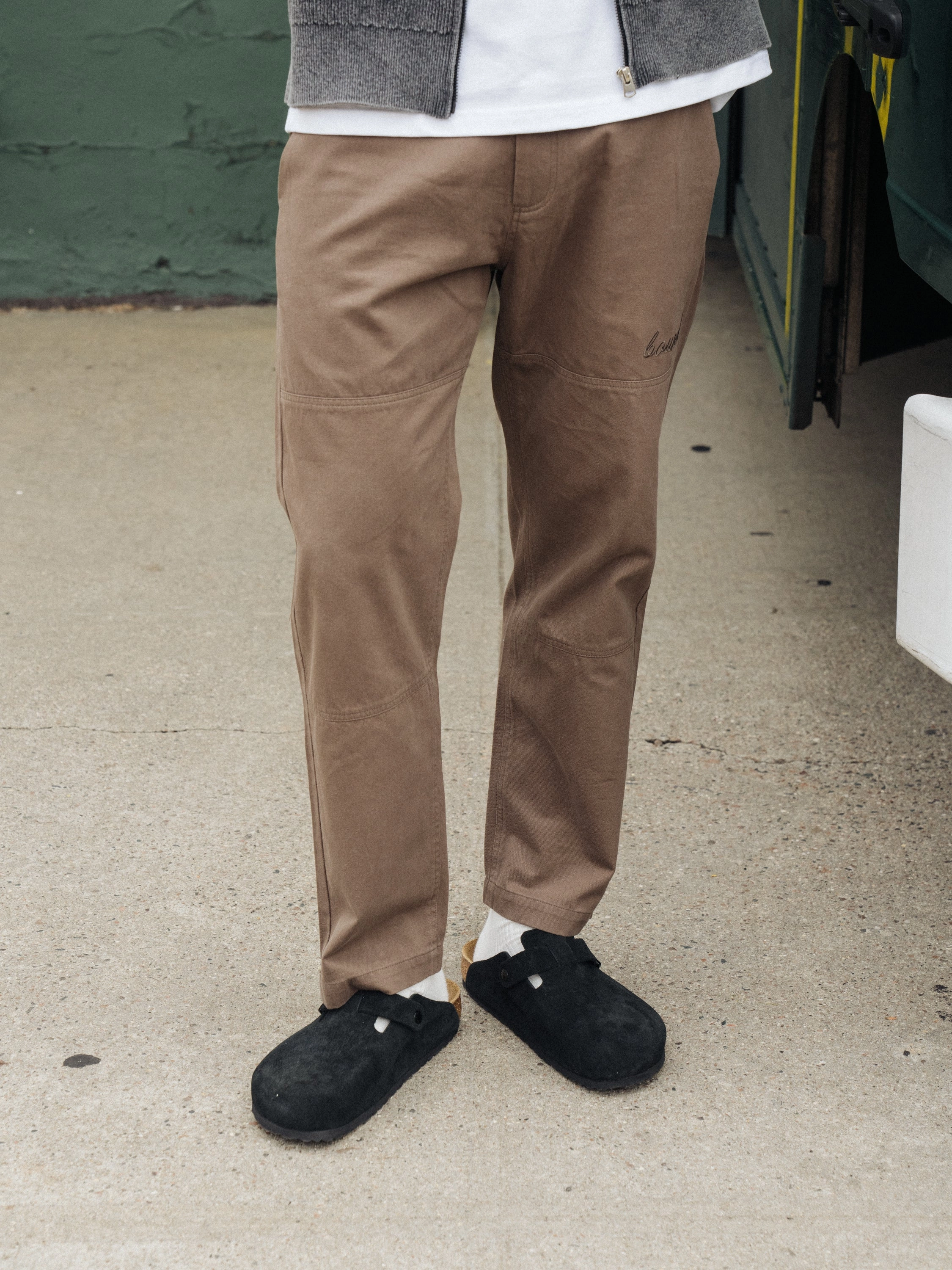 Non Binding Cuffs Casual Chic bound Straight Work Pant - Brown