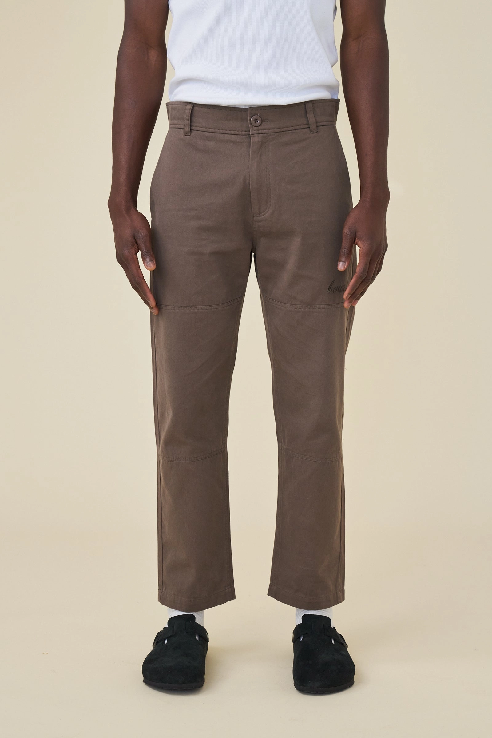 bound Straight Work Pant - Brown Flexible Design Comfy Essentials Wear