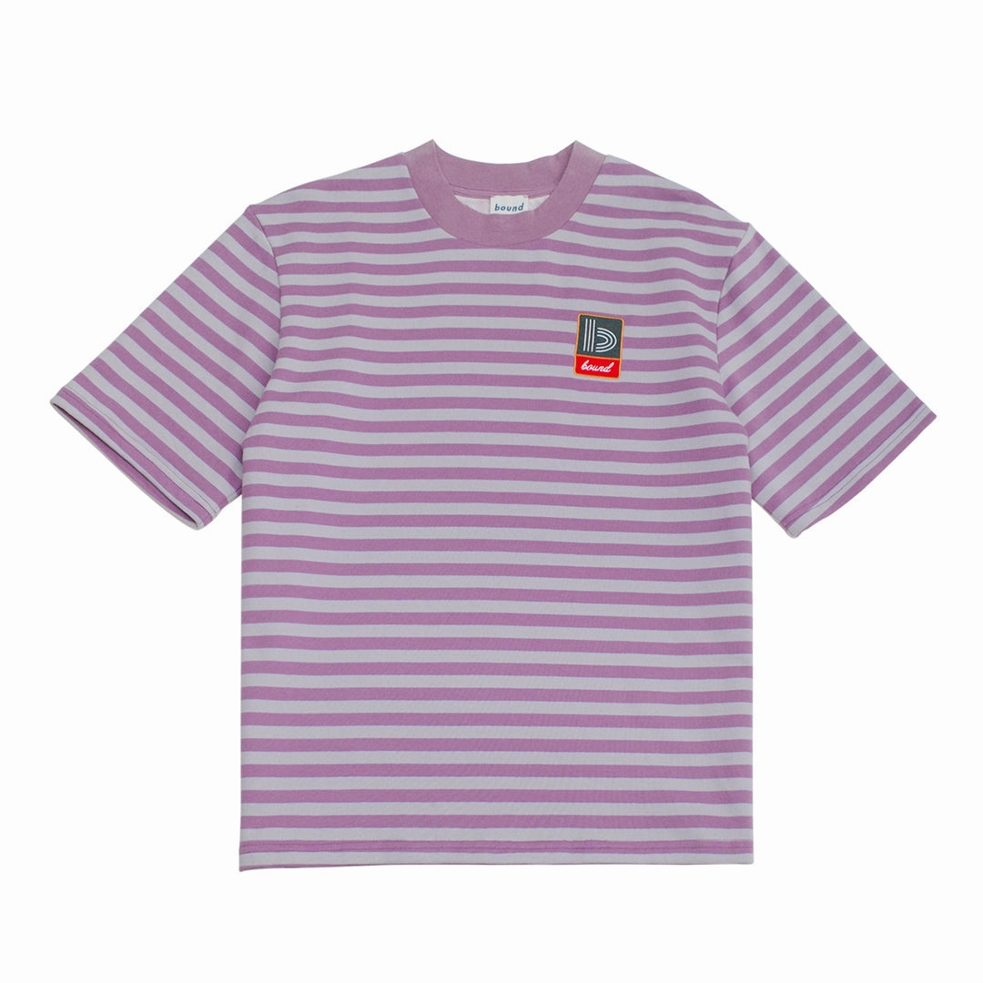 bound Stripe Retro Patch Tee - Mauve Comfy Top