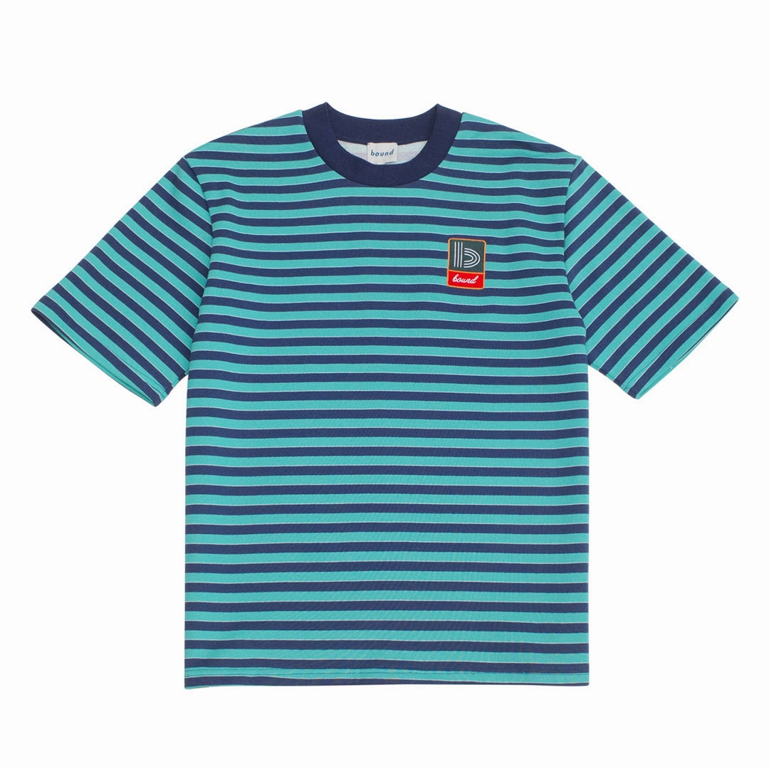 SeamFreeShoulders bound Stripe Retro Patch Tee - Menthol