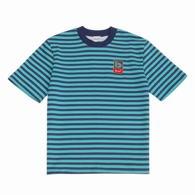 SeamFreeShoulders bound Stripe Retro Patch Tee - Menthol