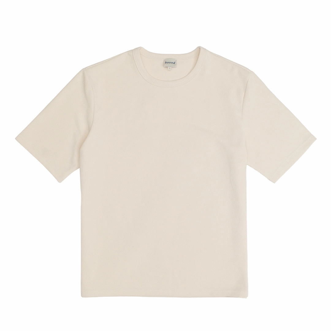 Casual Essential bound Textured Duty Tee - Ecru