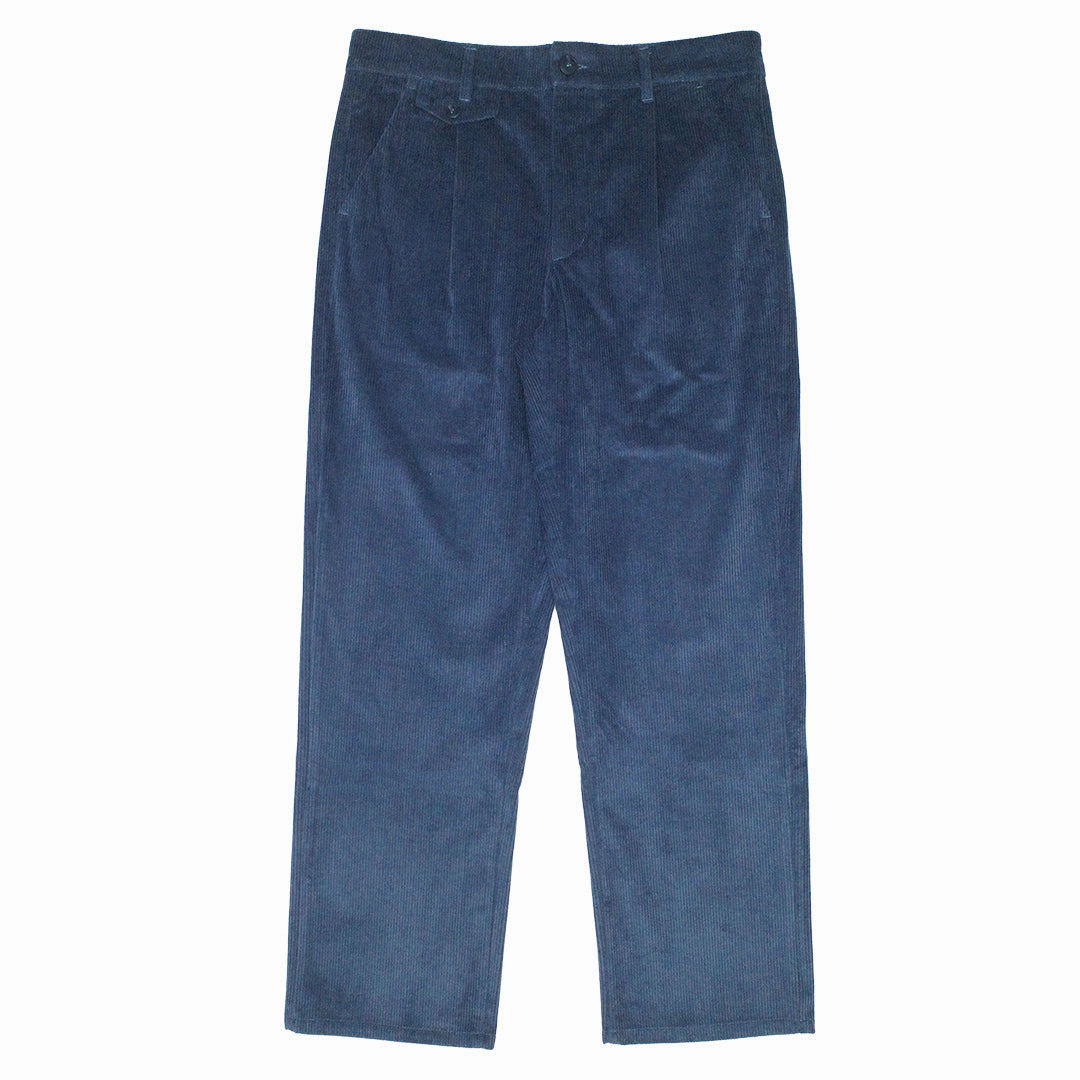 Stain Release Finish Durable Stitching bound Wide Leg Corduroy Trousers - Dallas Blue