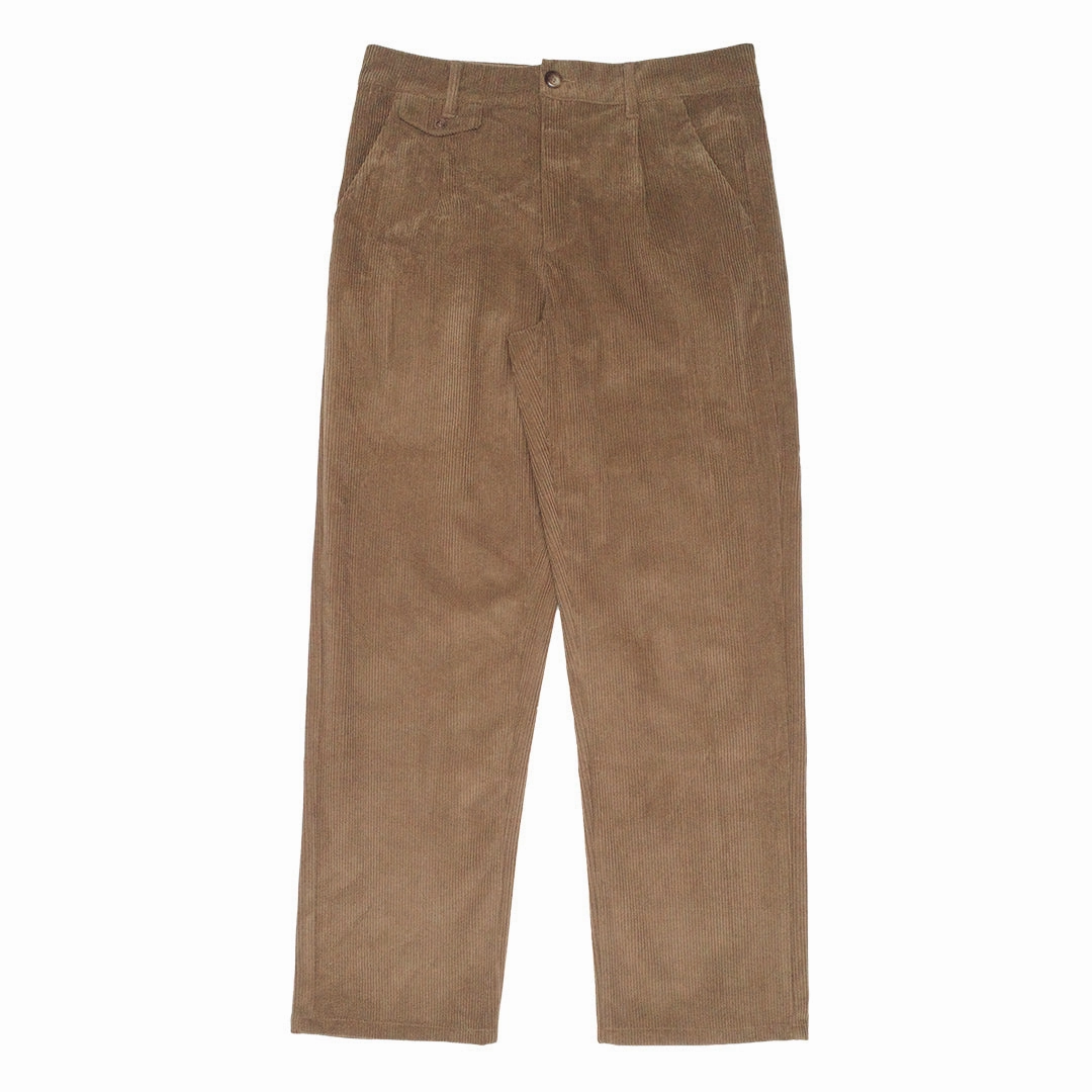 bound Wide Leg Corduroy Trousers - Pecan Brown Durable Utility FlexFoamPadding