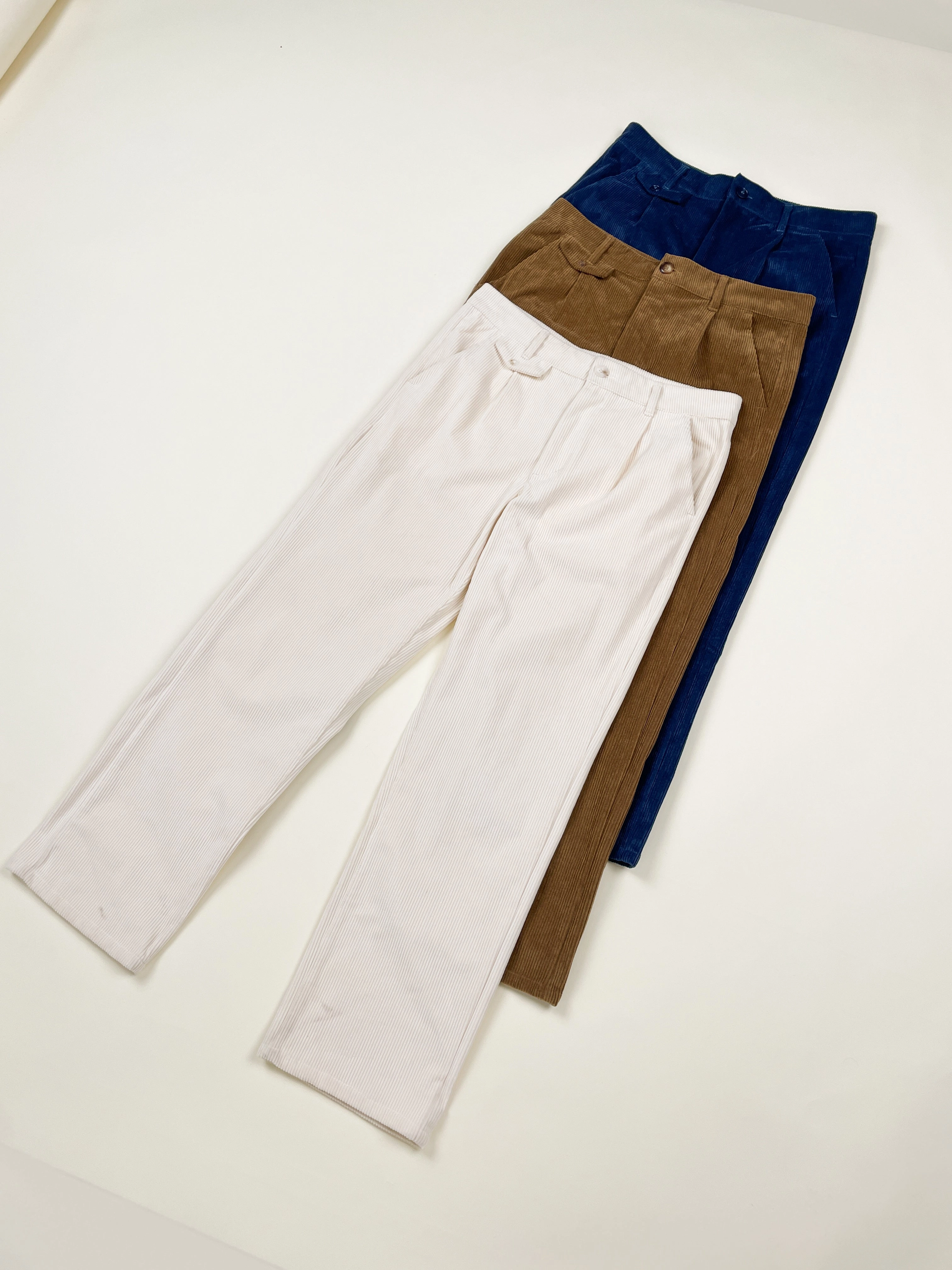 MoistureWickingLining bound Wide Leg Corduroy Trousers - Pecan Brown