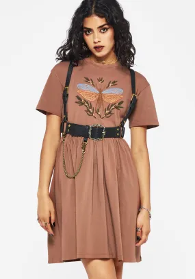Griffinfly Cotton Embroidered Jersey Mini Skater Dress Happy Scent