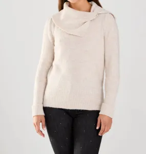 Bow Neck Sweater In Oatmeal Warm Wear