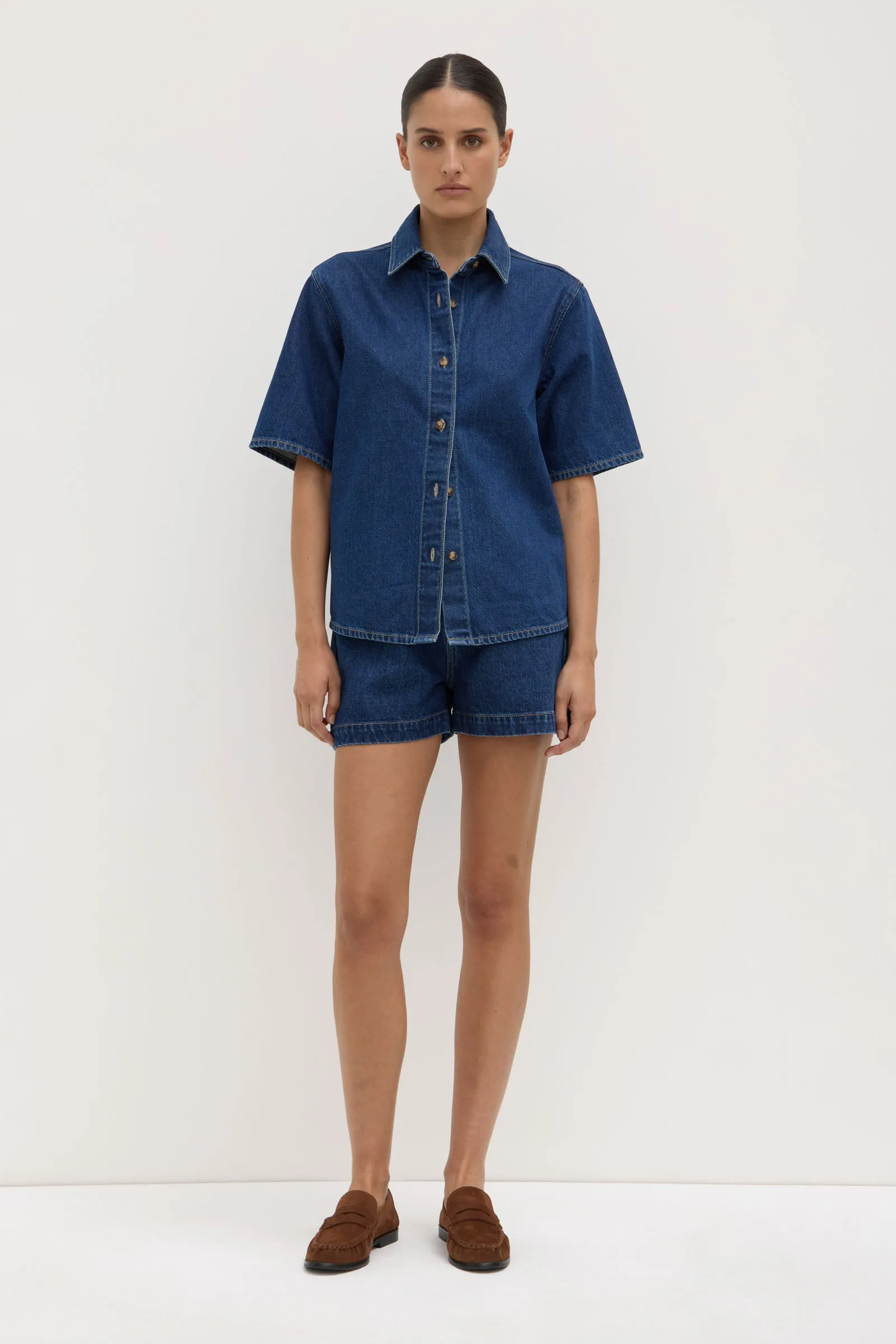 Urban Wear Boxy Denim Short Sleeve Shirt