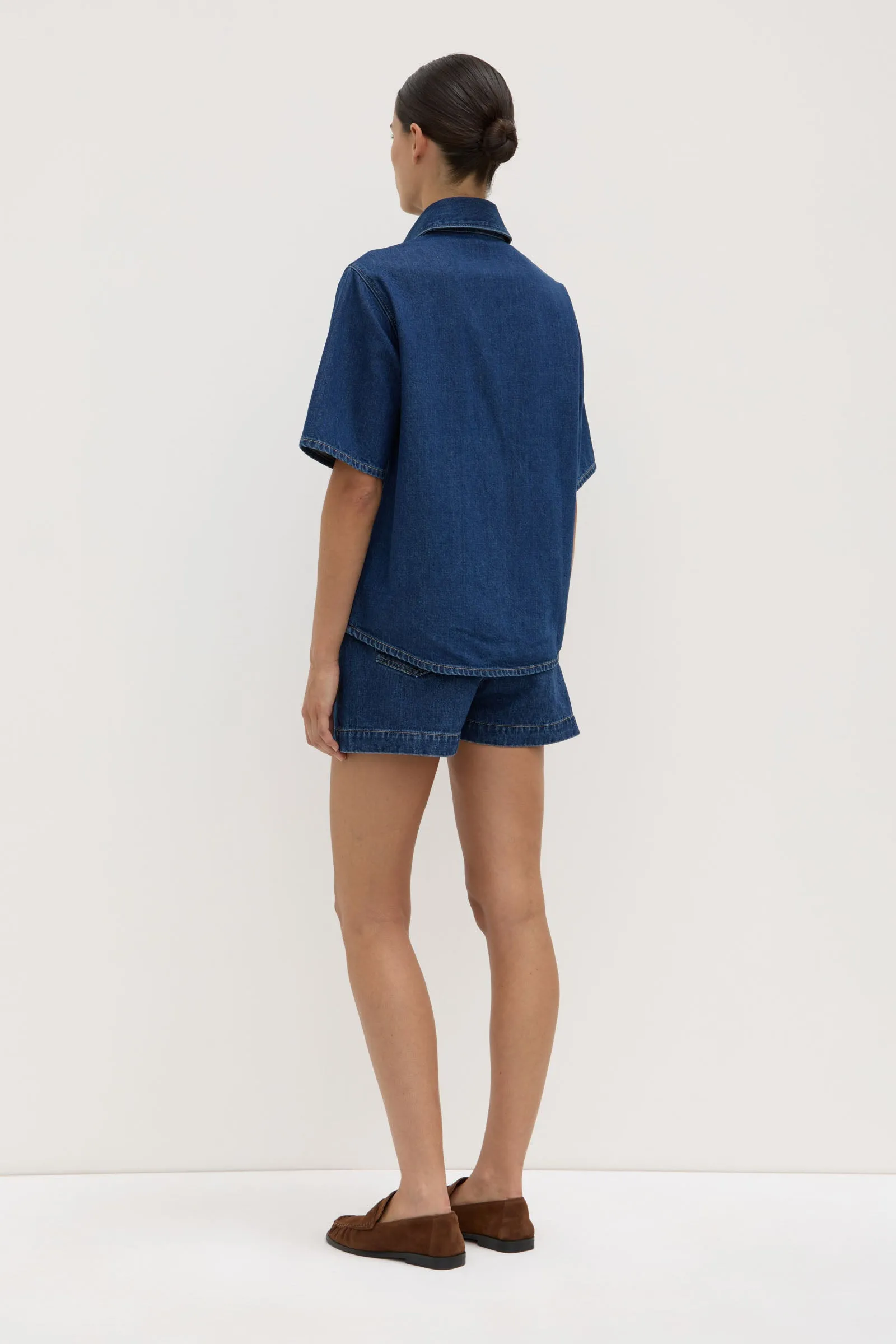 Trendy Outfit Boxy Denim Short Sleeve Shirt