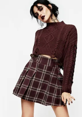 Bramble Check Pleated Mini Skirt Layered Style Texture Focus