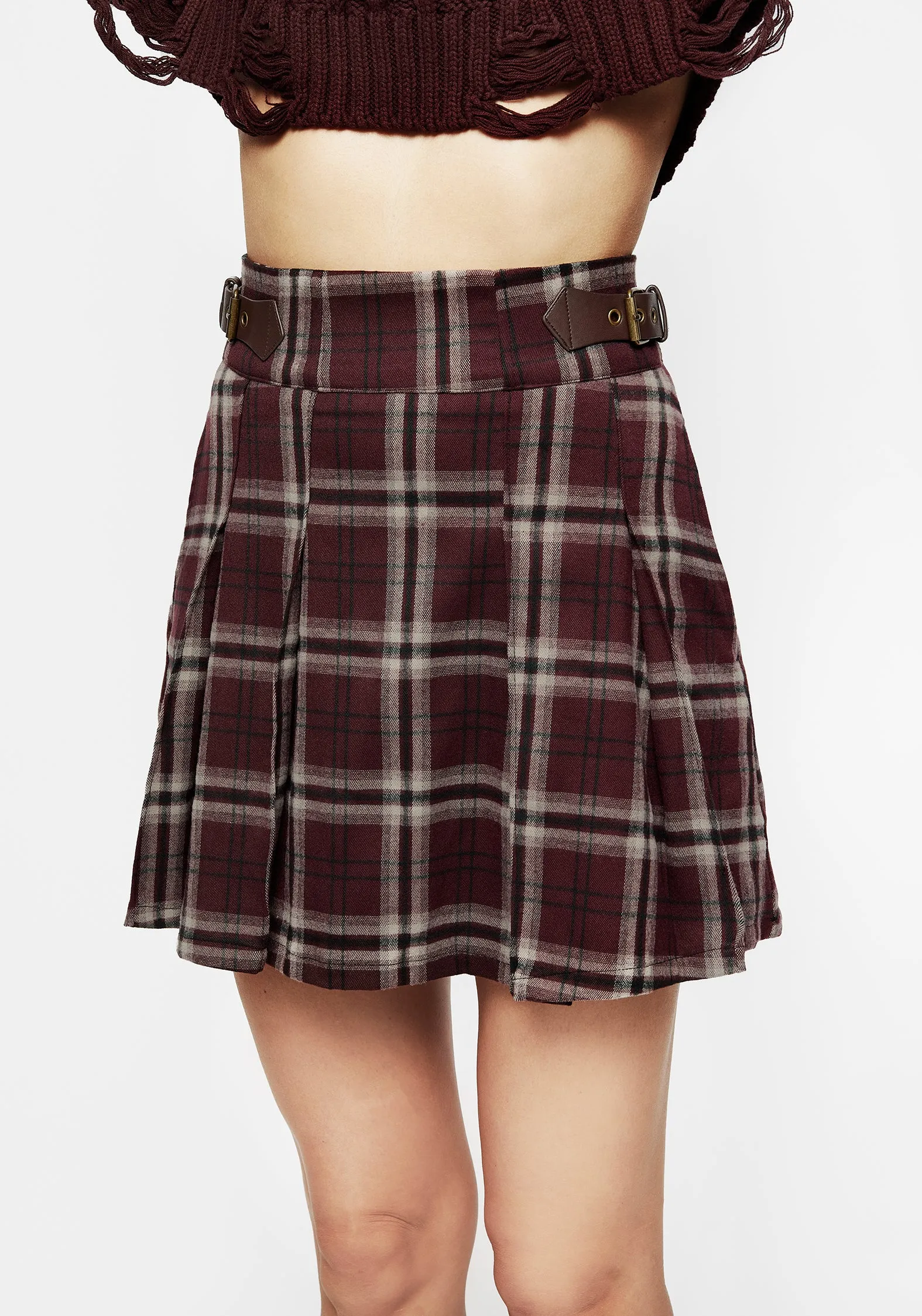 Outfit Lineup Bramble Check Pleated Mini Skirt