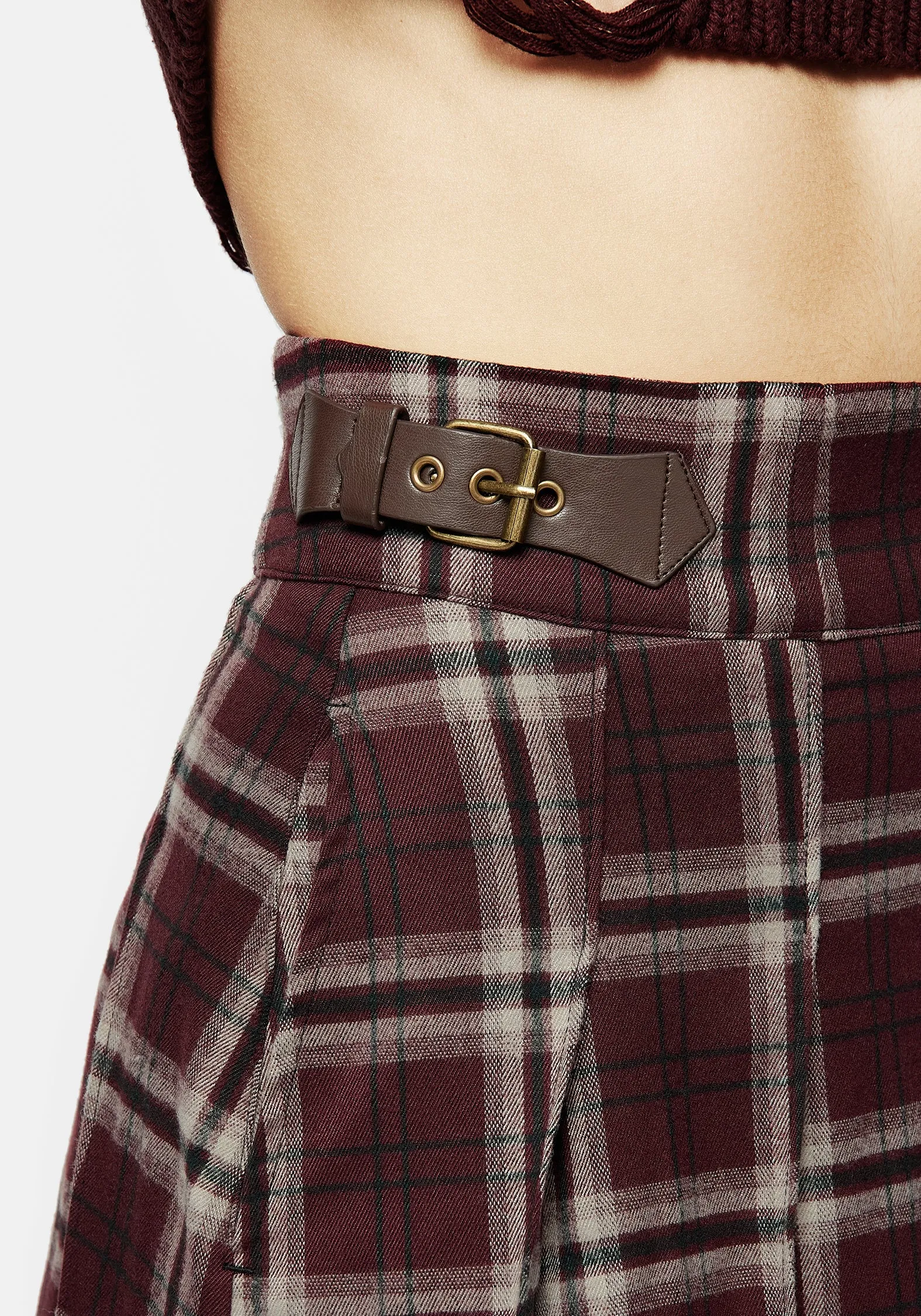 Heritage Craft Neat Mood Bramble Check Pleated Mini Skirt