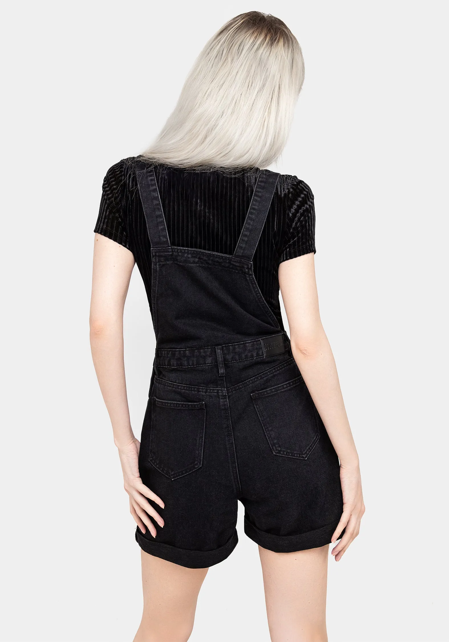 Papillion Embroidered Denim Dungaree Shorts On-The-Go Style