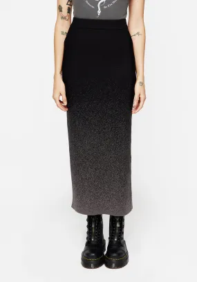 Faux Leather Nightjar Ombre Knit Mermaid Maxi Skirt
