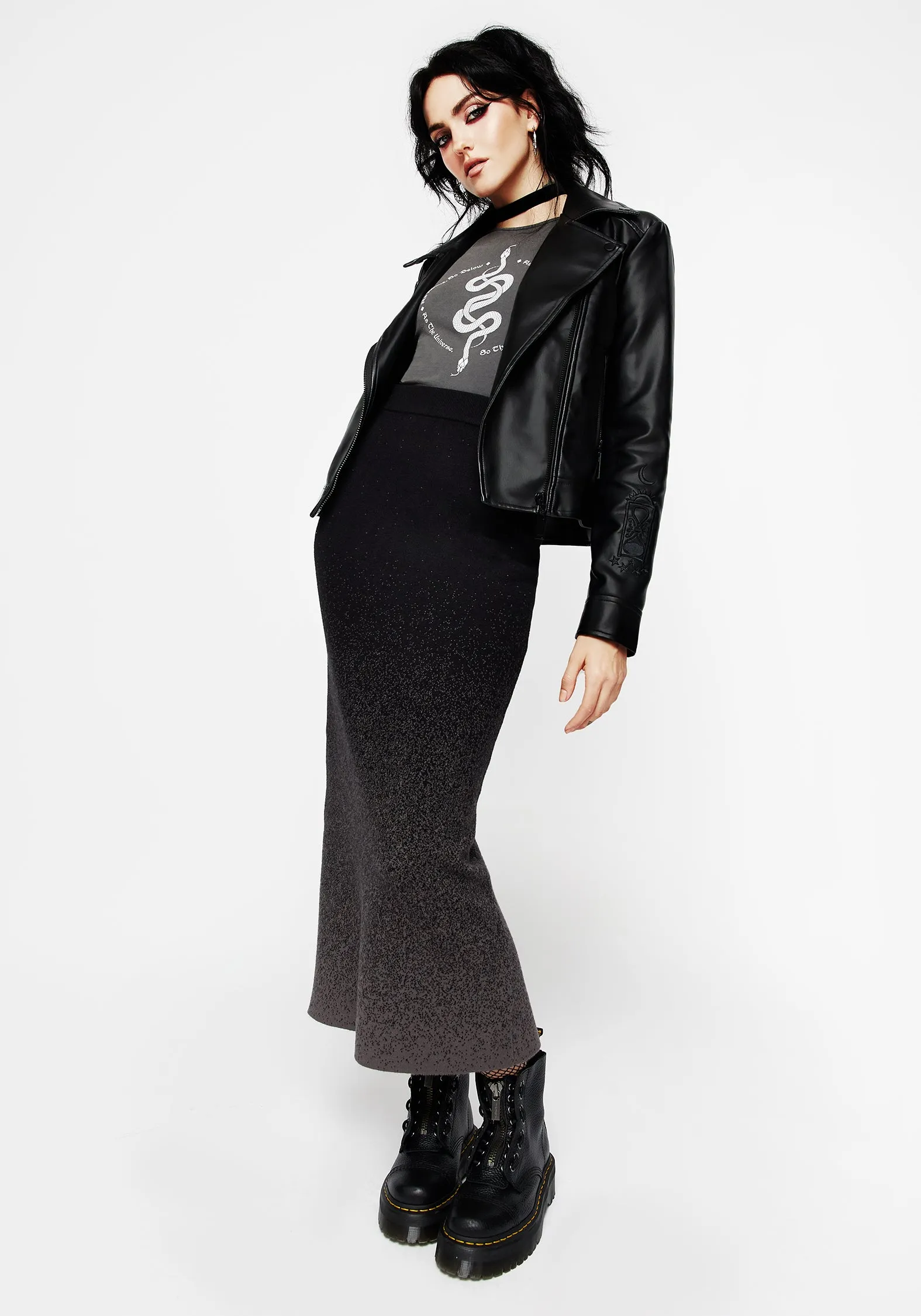 Tie Dye Style Mood Outfit Nightjar Ombre Knit Mermaid Maxi Skirt
