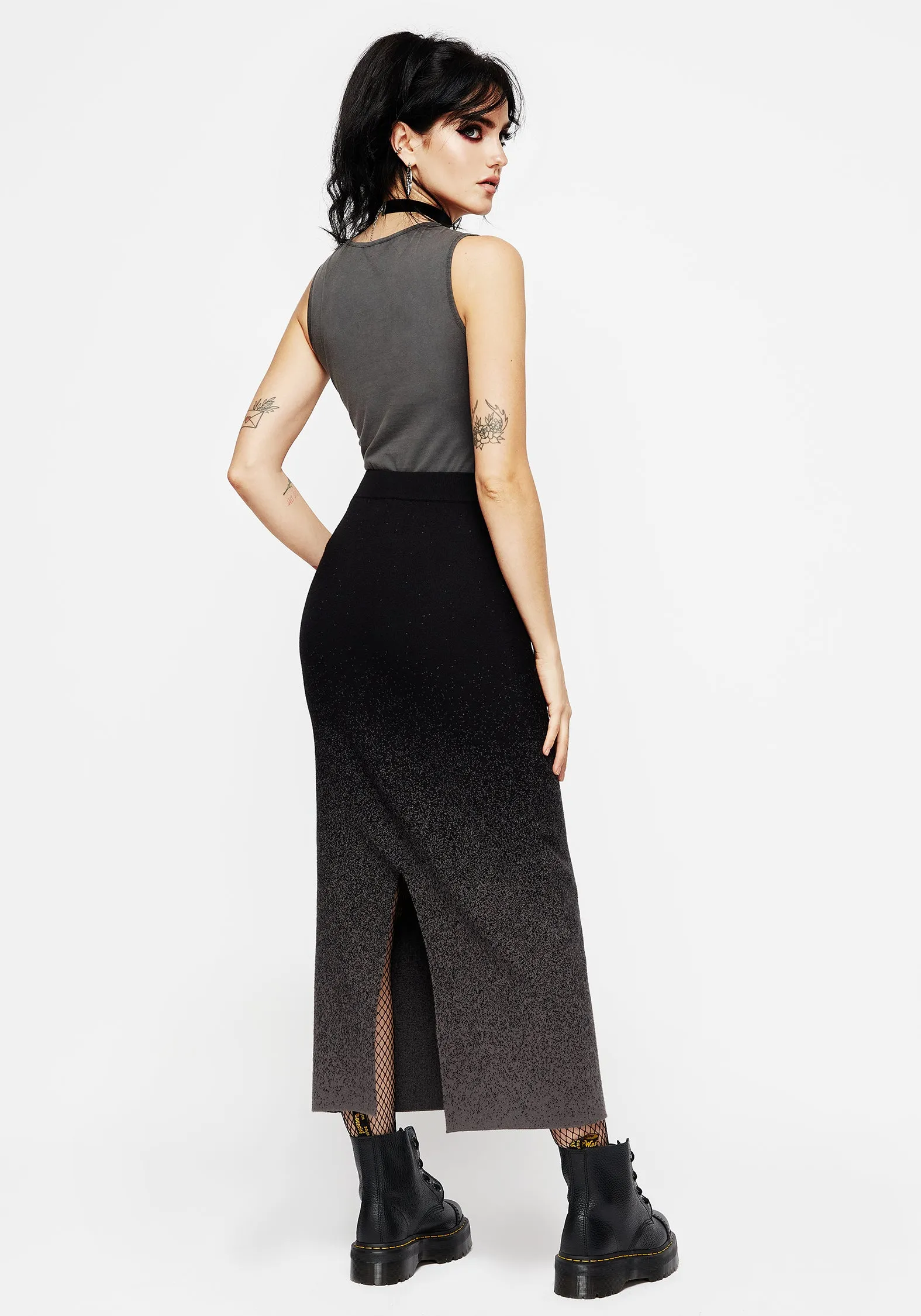 Nightjar Ombre Knit Mermaid Maxi Skirt Layered Design Machine wash safe
