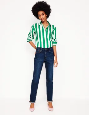 Breathable Comfort Design Girlfriend Jeans-Dark Vintage