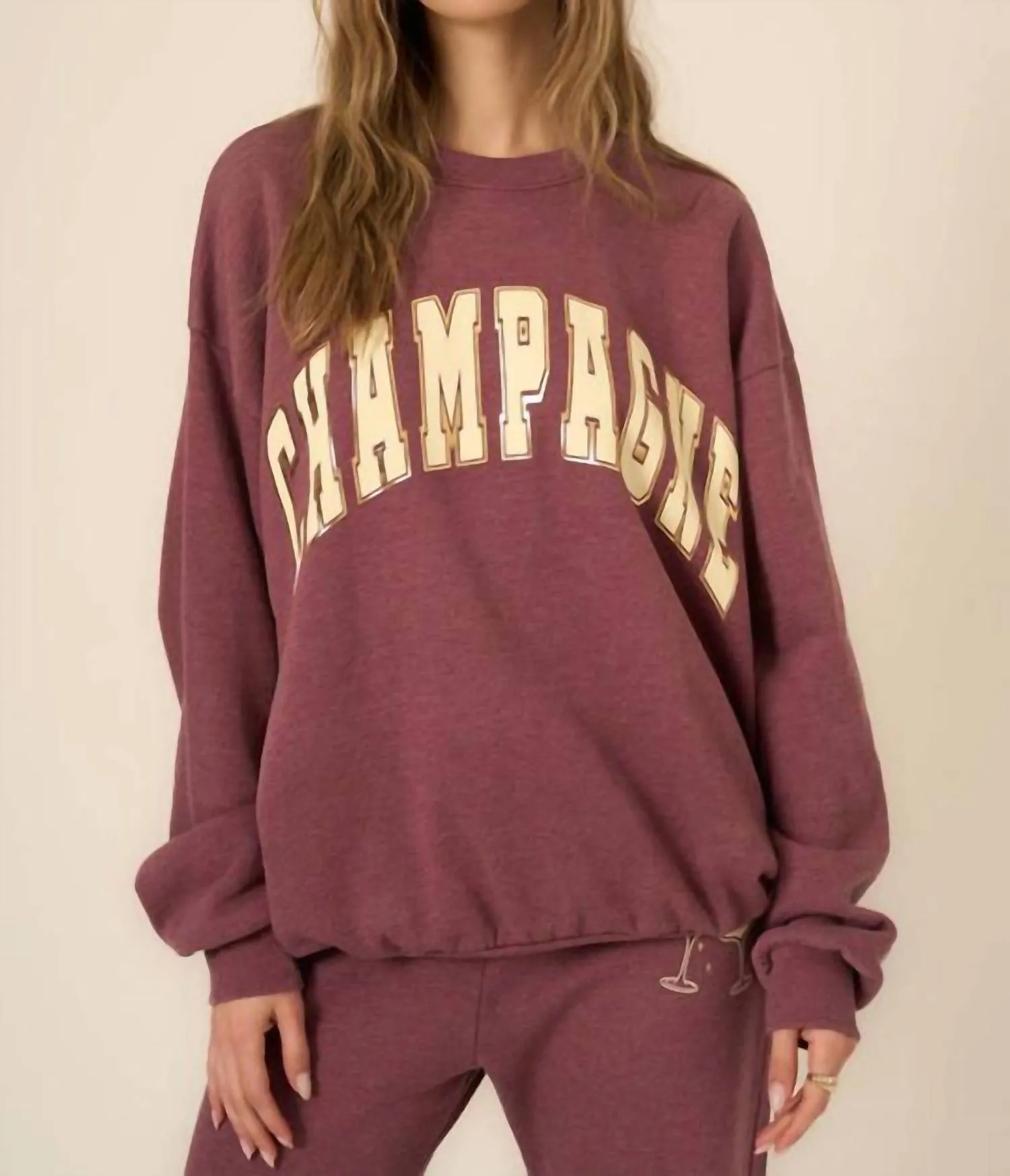 Champagne Foil Sweatshirt In Merry Merlot Winter Perfection Soft Fabric Look