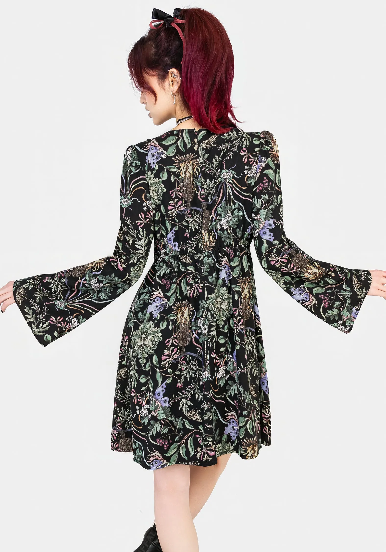 Beltane Flute Sleeve Mini Dress Feminine Line