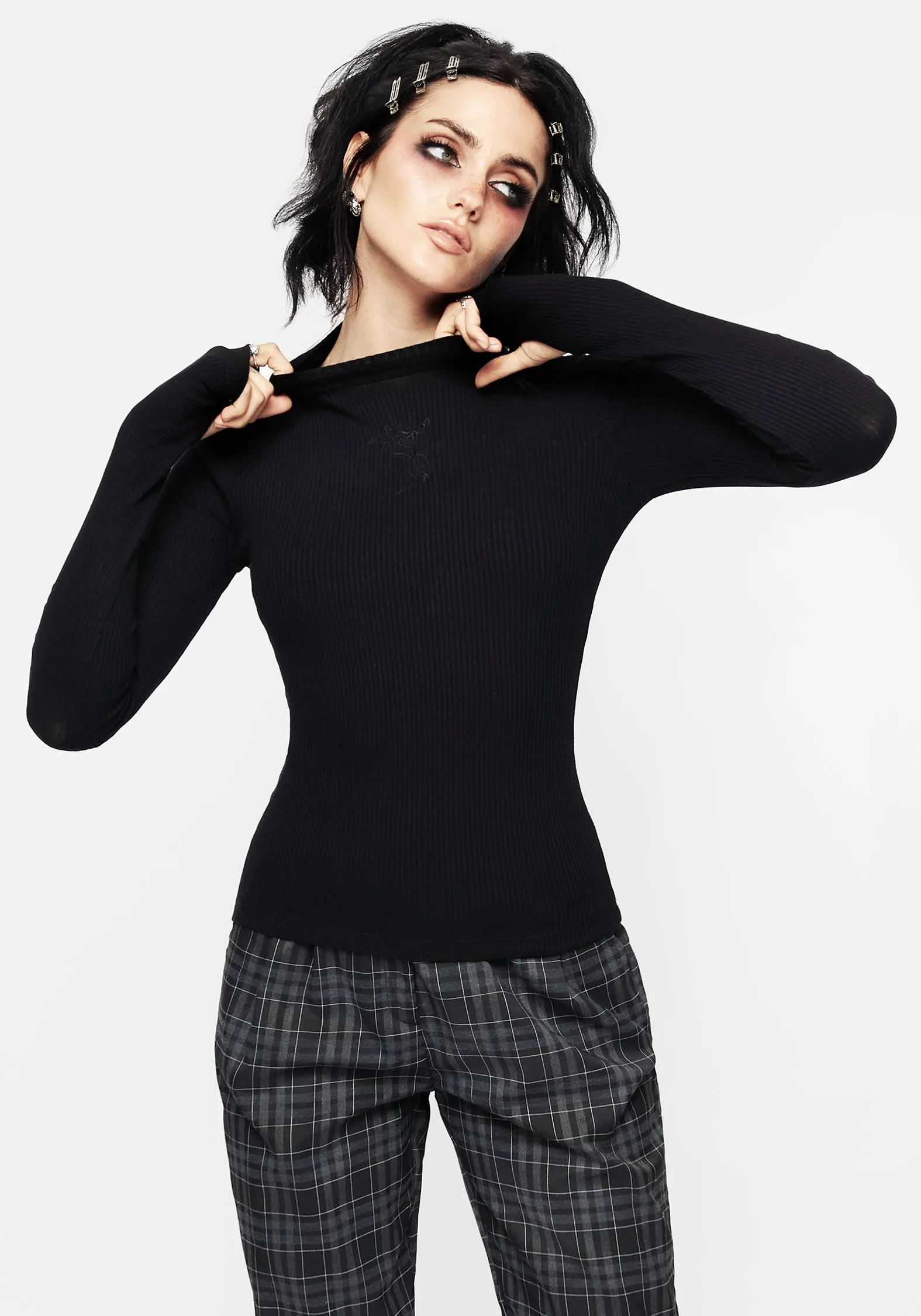 Adonia High Neck Ribbed Top Wrinkle prone