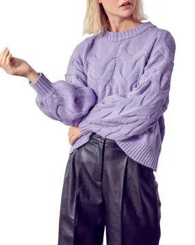 Wide Candy Cable-Knit Sweater In Violet Timeless Layering