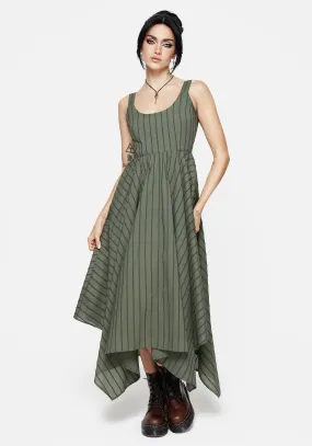 FoldablePackaging Blythe Cotton Handkerchief Hem Midaxi Dress - Green