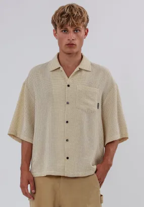 Business casual Sophisticated Style BRAILLE SHIRT OFF WHITE & SOFT KHAKI