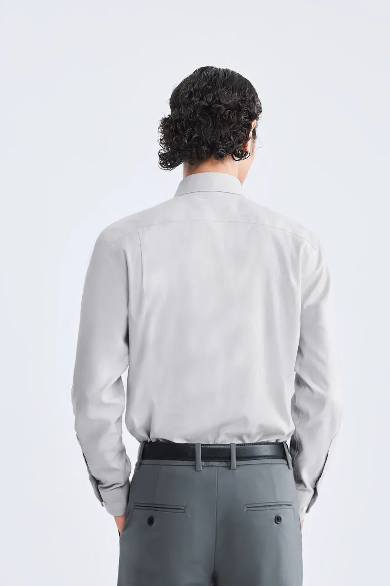 Beach Wear Edgy Design Supreme Cotton-Cashmere Dobby Dress Shirt | Grey Stripes 28700N