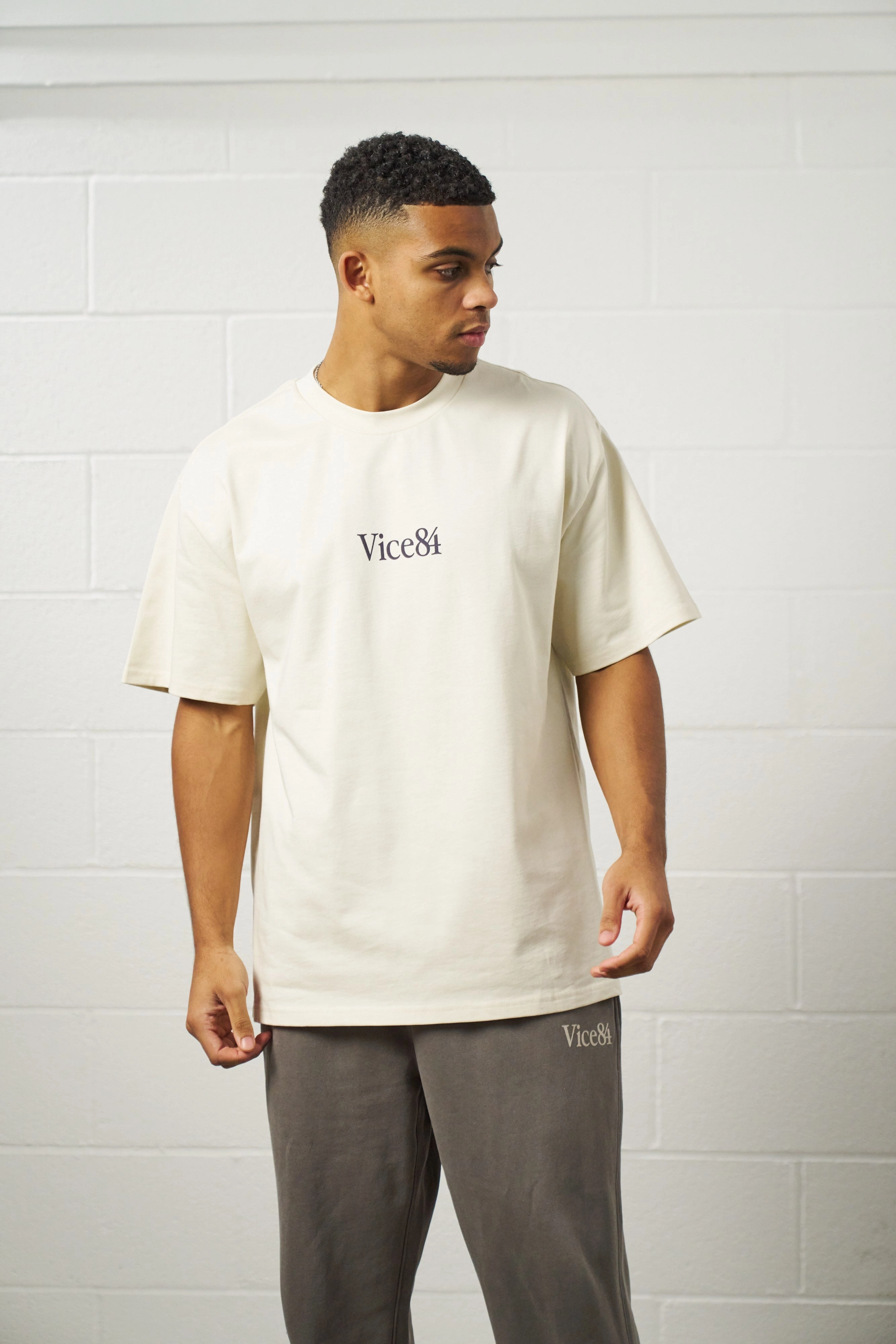 Summer Casual Comfortable Weave Vice 84 Premium Heavy 270GSM Boxy Tee - Ecru