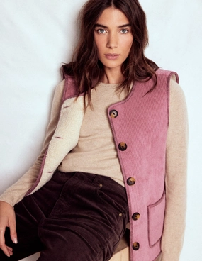 Anti Static Lining Clerkenwell Reversible Gilet-Light Pink, Natural