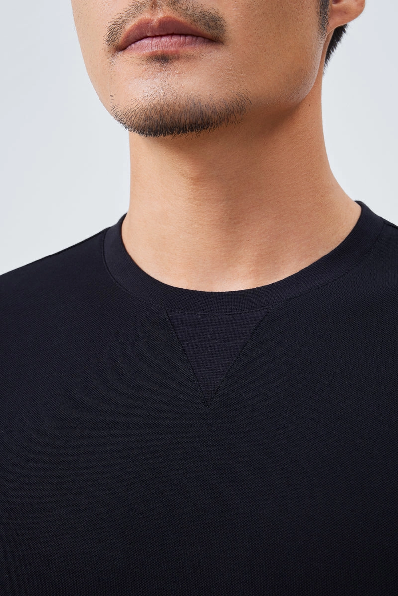 VISDRY? Crew Neck T-Shirt | Black BKFD01 BreathableFabric Travel Essential