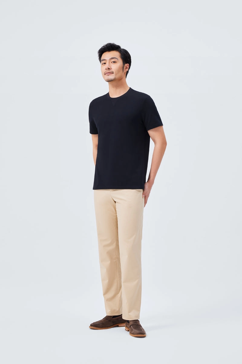 Trendy VISDRY? Crew Neck T-Shirt | Black BKFD01