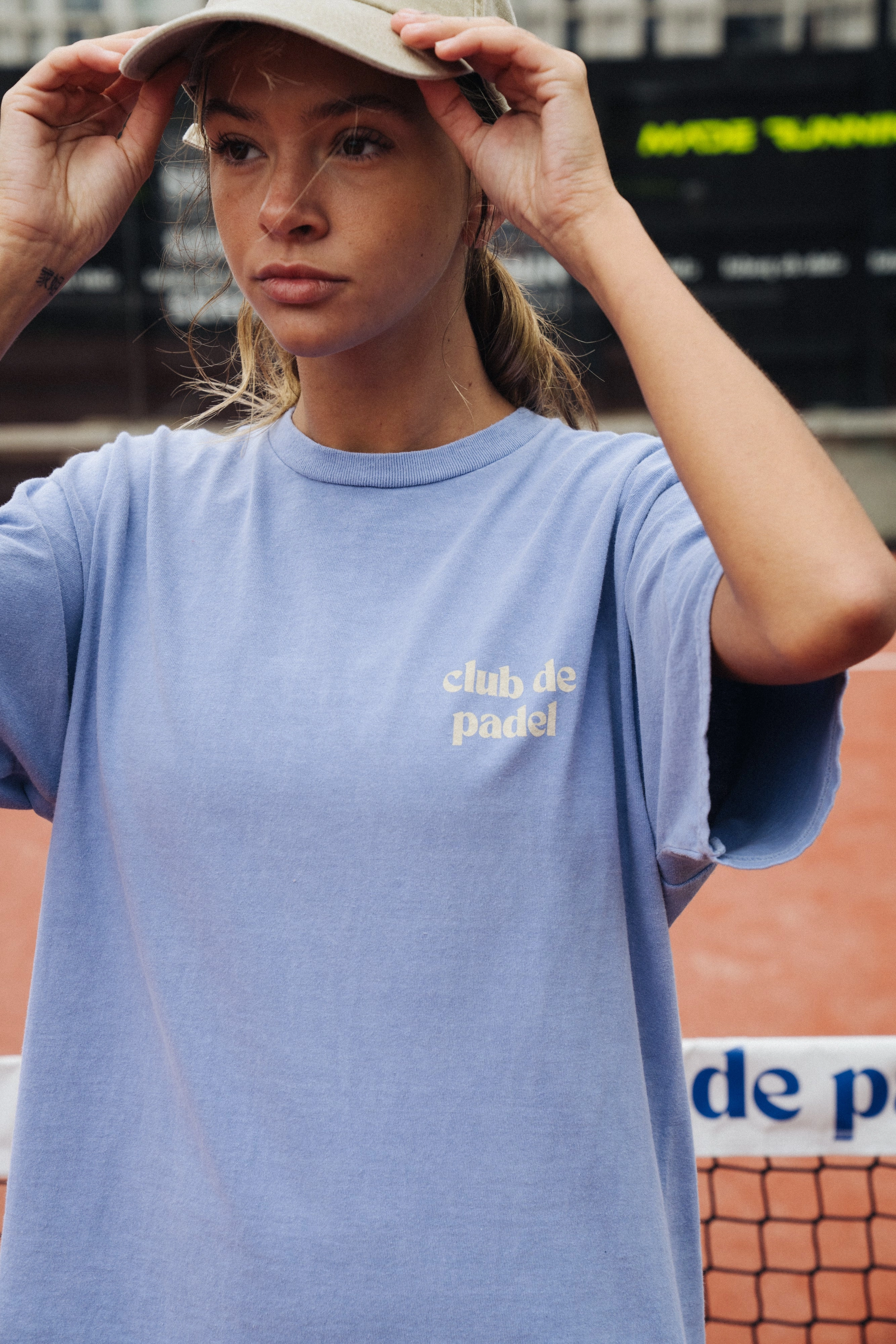 Club de Padel 'Bounce' Vintage Washed Tee - Sky Blue Trendy Fabric Basic Layer