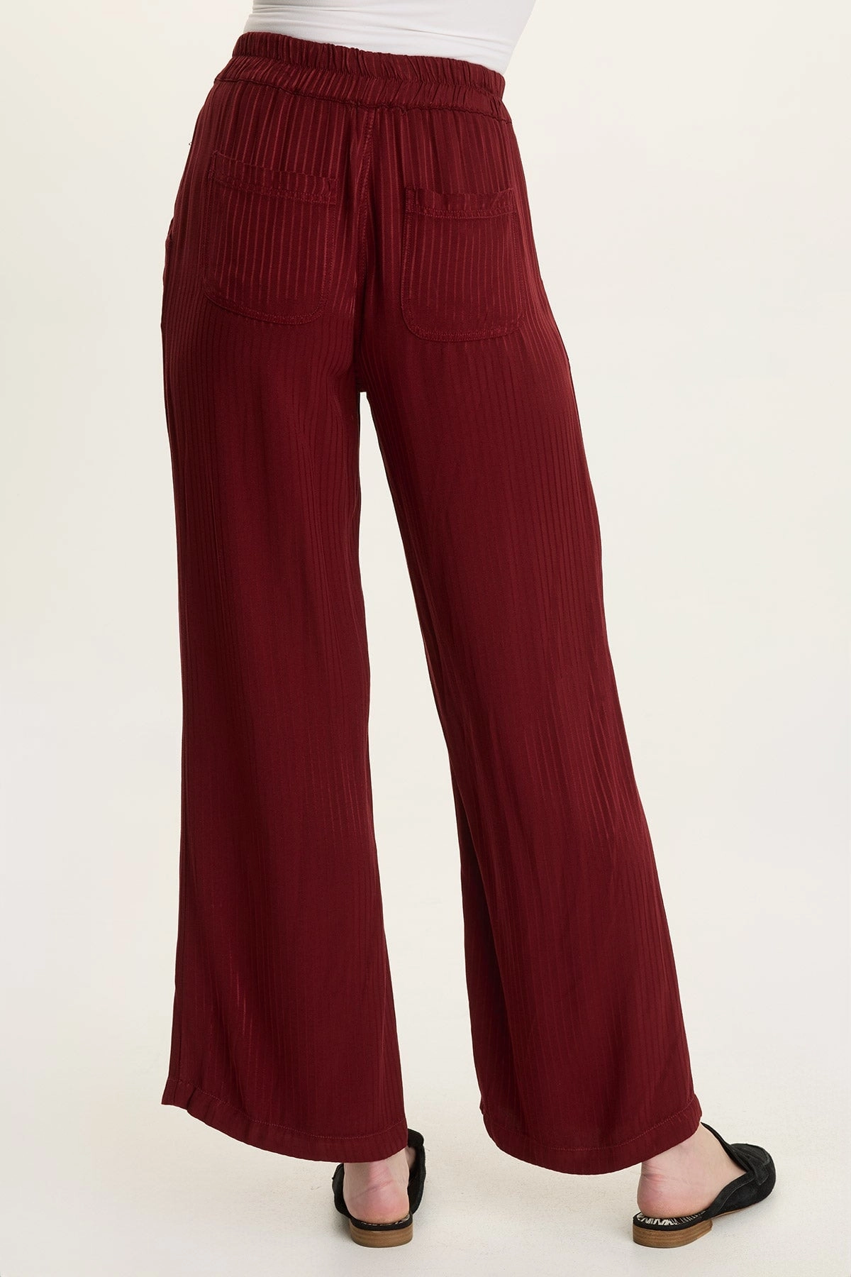Harmon Satin Stripe Wide-Leg Pant TaperedLeg