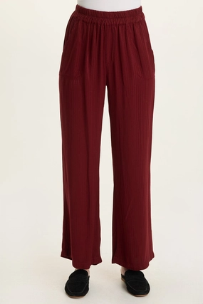Harmon Satin Stripe Wide-Leg Pant Stretchable Fit