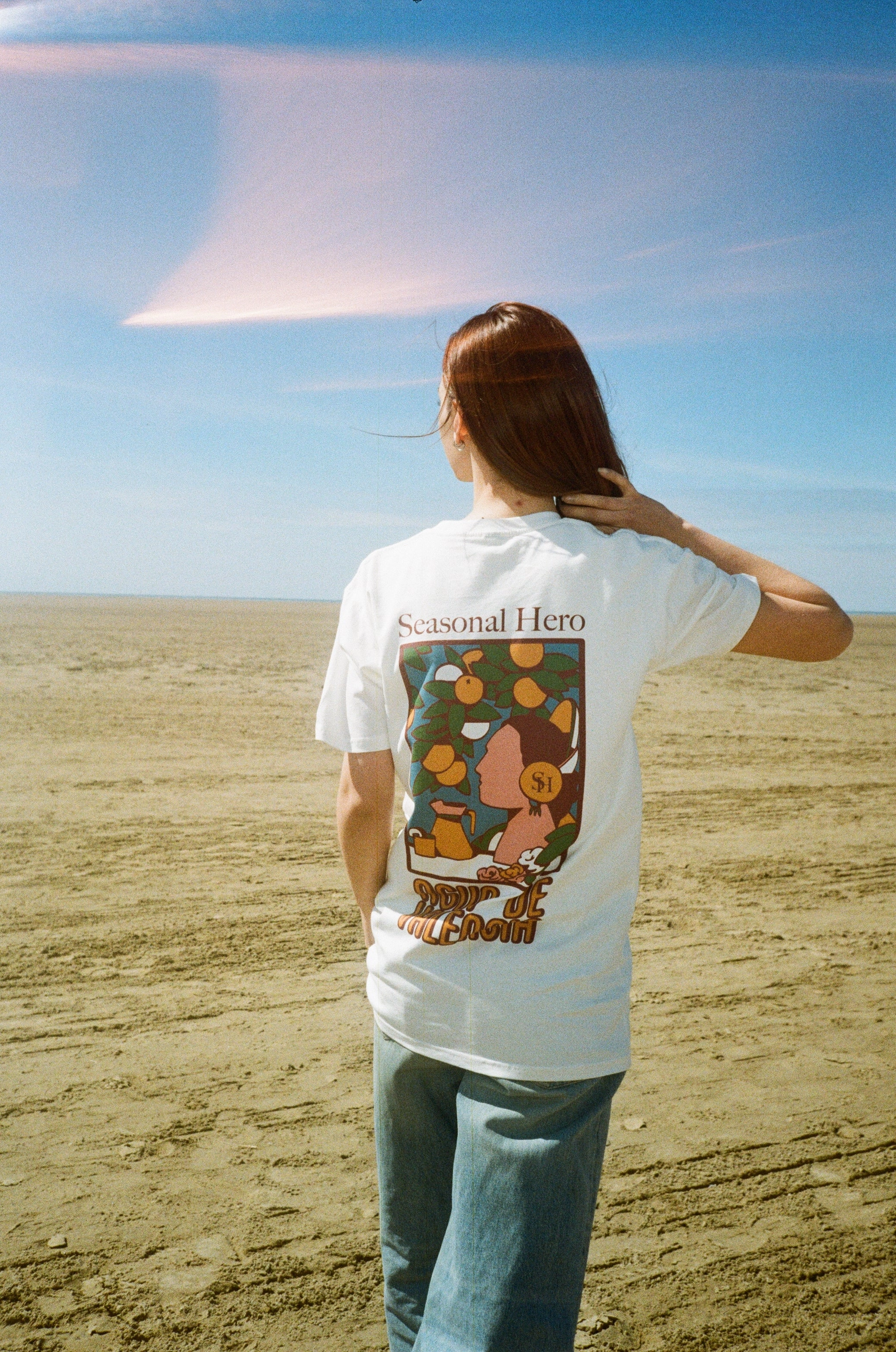 Seasonal Hero 'Valencia' Tee - Natural Premium Cotton Blend Floral freshness