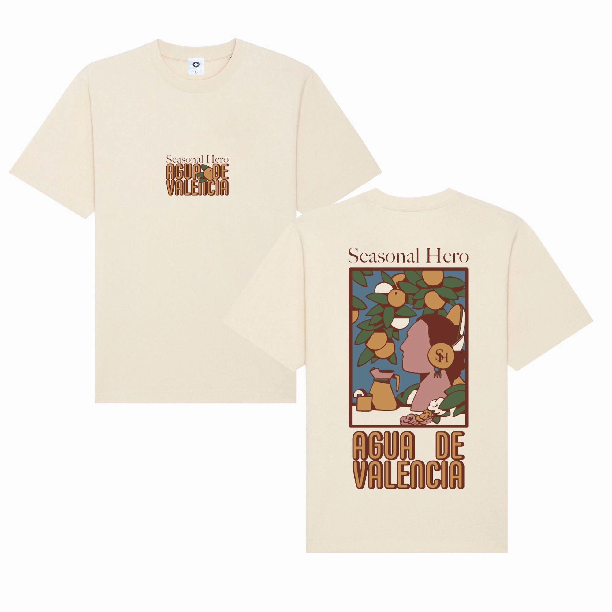 Longline Hemline Seasonal Hero 'Valencia' Tee - Natural